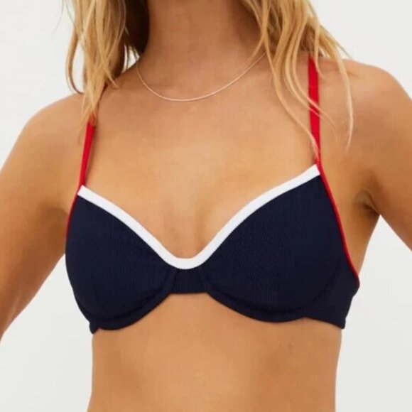 BEACH RIOT Kori Underwire Bikini Top Medium M Americana Colorblock NEW - Picture 1 of 8